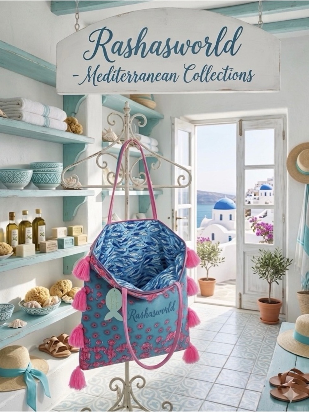 Antica sartoria 2026 Positano pink Aqua purple lemon 🍋 Beach Tote Bag NWT